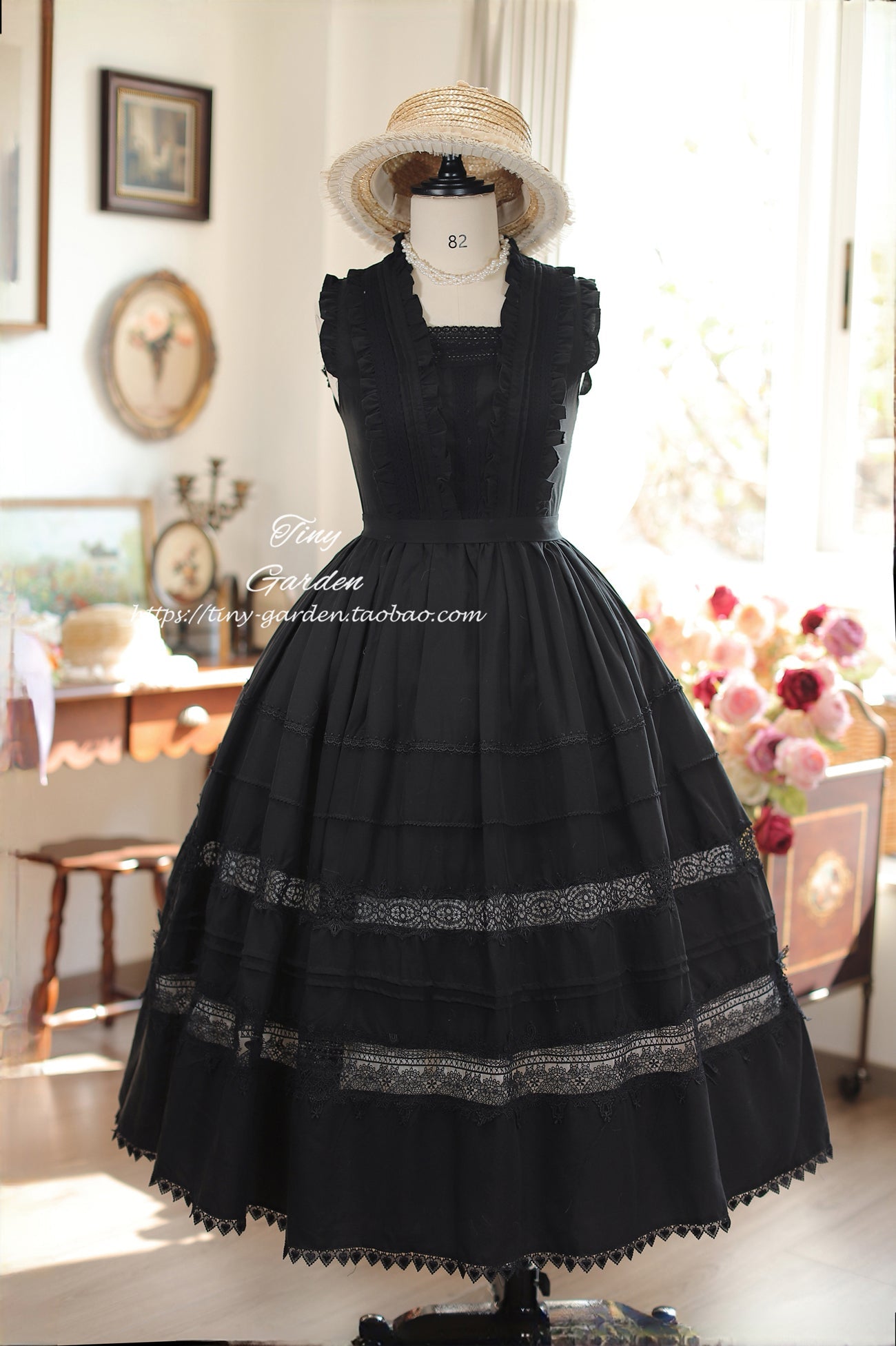 Tiny Garden - Spring Whisper - Solid Color Classic Lolita JSK Dress with Tulle Apron