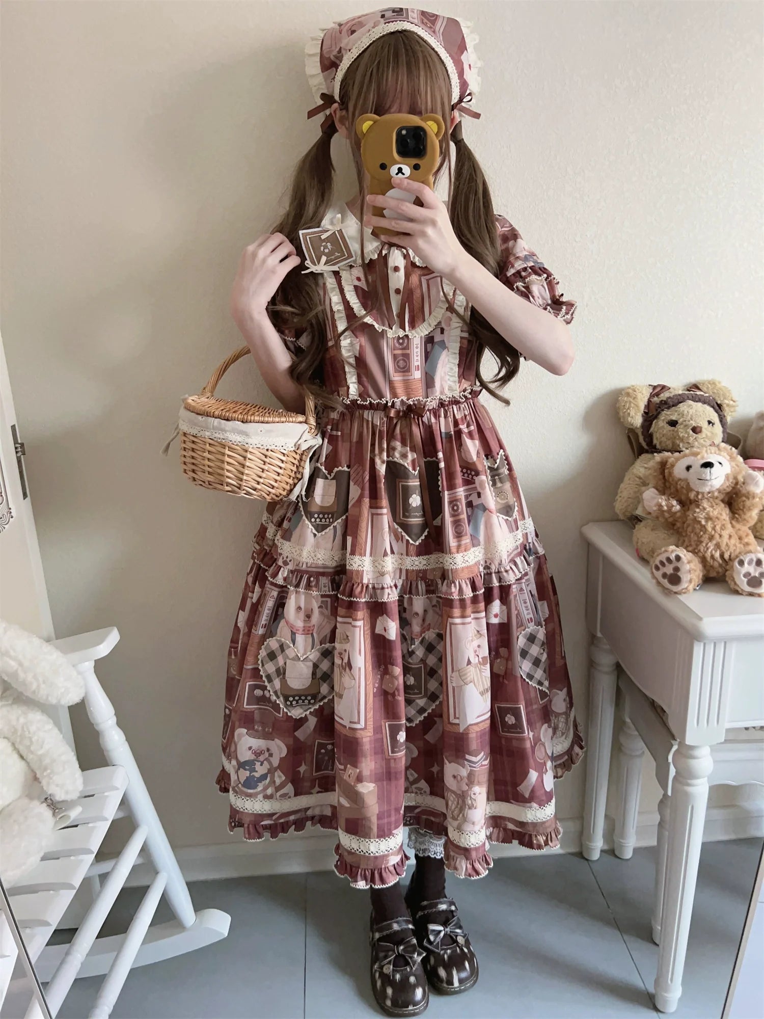 Babyblue - Gretel Bear - Vintage Lolita Dress Teddy Bear Prints Dress