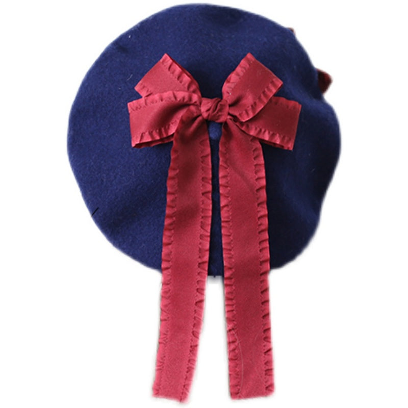 Xiaogui - Sweet Bow Multicolors Lolita Wool Beret