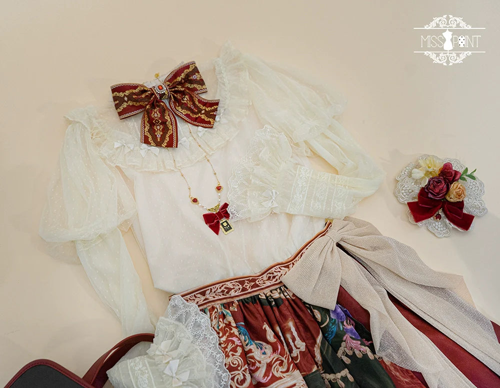 Miss Point - Kaleidoscope - Classical Lolita Shirt Dot Gauze Detachable Puff Sleeve Blouse Customized