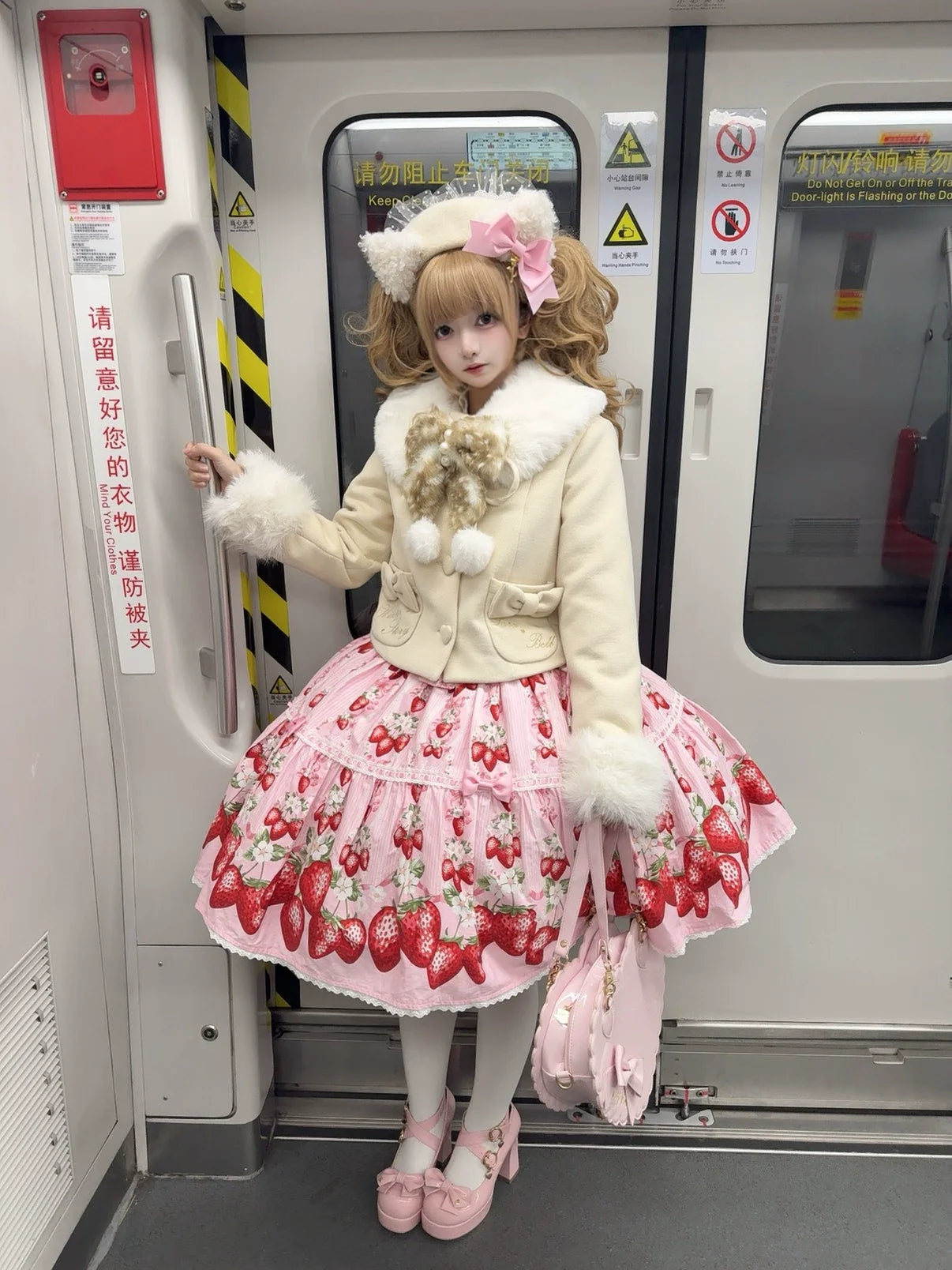 Sara Bell - Winter Story - Winter Kawaii Lolita Short Coat, Detachable Fur Collar