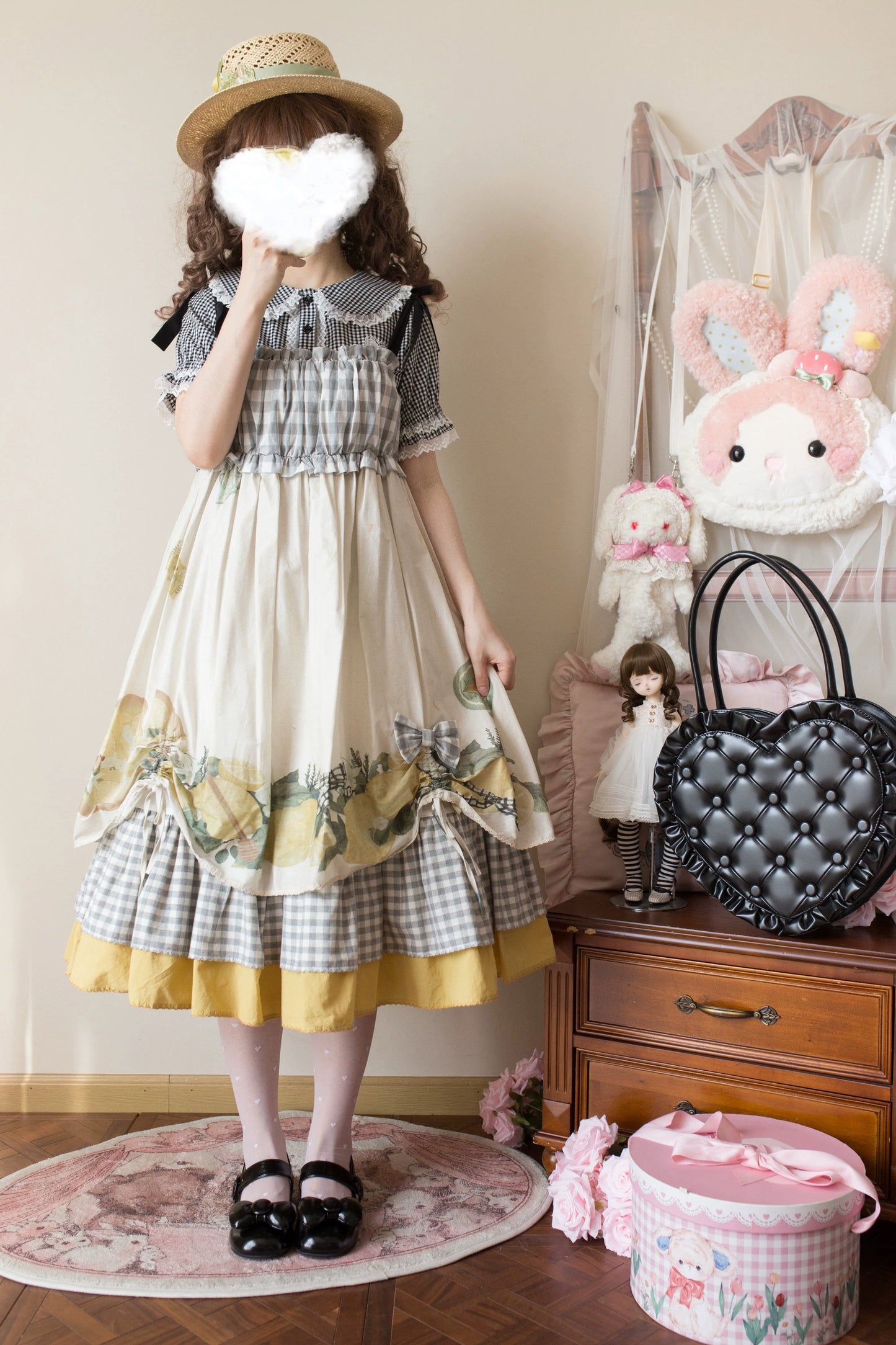 MIST - Kawaii Lolita Plaid Blouse With Cat Ear Peter Pan Collar