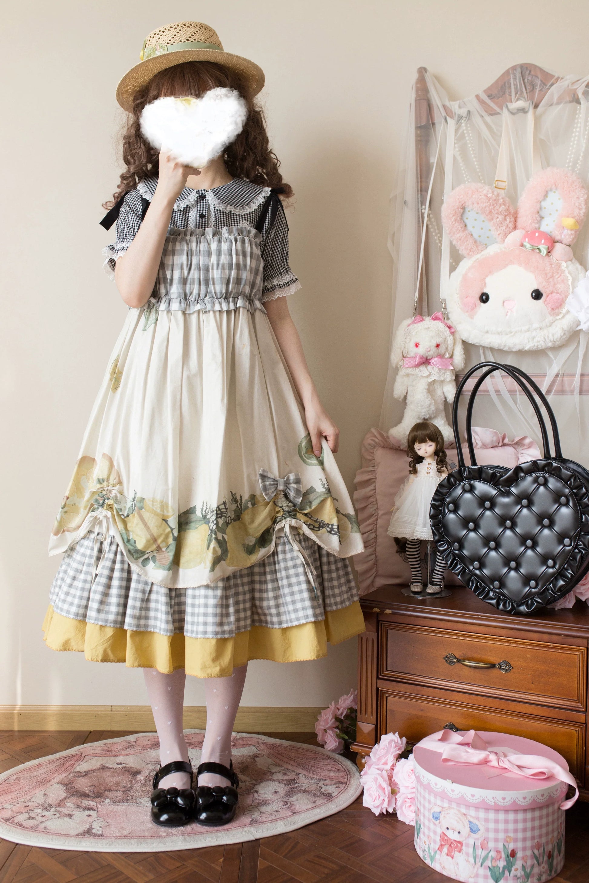 MIST - Kawaii Lolita Plaid Blouse With Cat Ear Peter Pan Collar