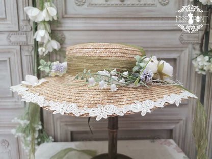 Miss point - Sally's Garden - Country Lolita Straw Top Hat