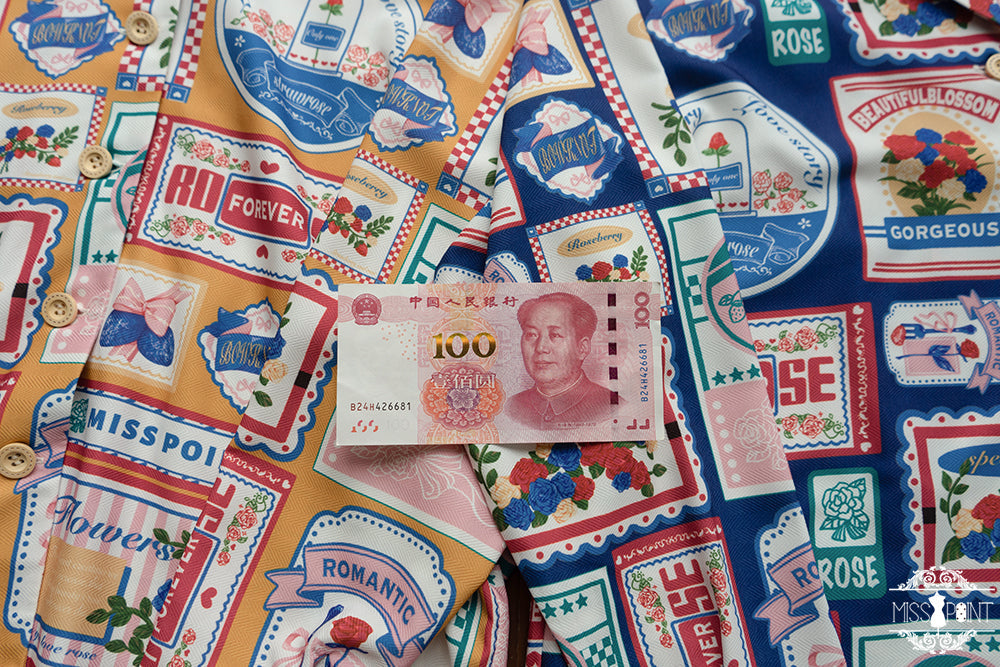 Miss Point - Strawberry Rose - Vintage American Daily Twill Print Shirt