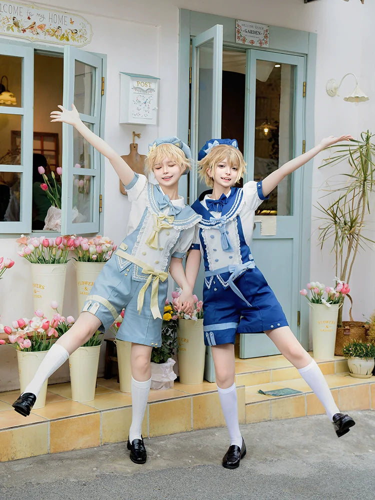 Forest Fluorescent Carps - Small Animal Team - Ouji Lolita Suit Male Lolita Shirt Shorts