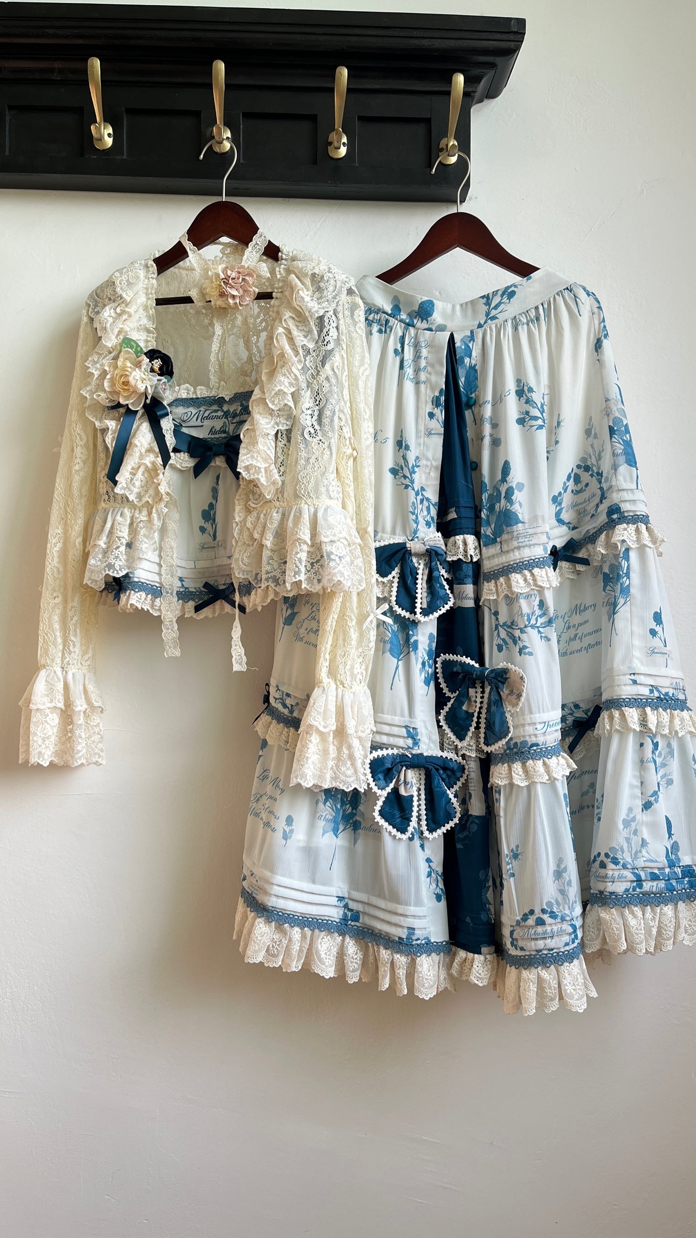 NanShengGe - Mulberry Poem - Country Lolita Printed Dress with Cardigan Set