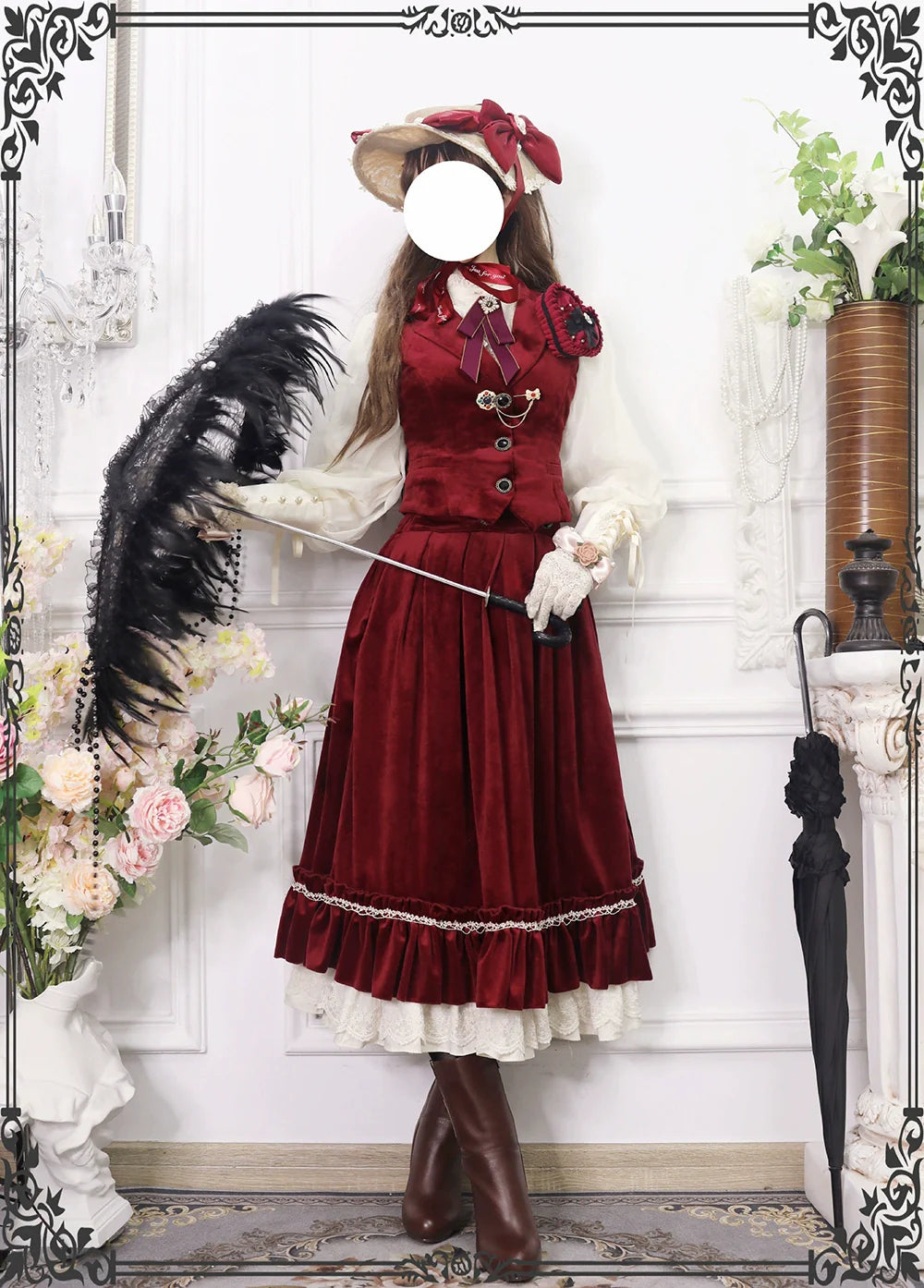 Miss Point - Rose Doll - Retro Lolita Vest Velvet Lolita Waistcoat