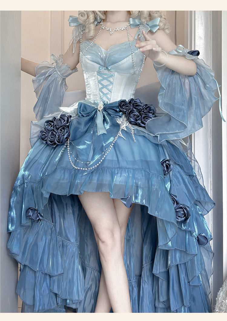 Meowing and Fruity - Swan Wonderland - Fairy Lolita JSK with High-Low Hem
