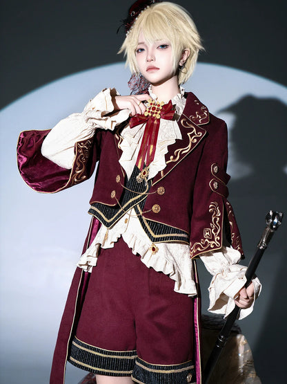 Letters from Unknown Star - Heir - Ouji Lolita Shorts Set Military Prince Lolita Coat and Blouse