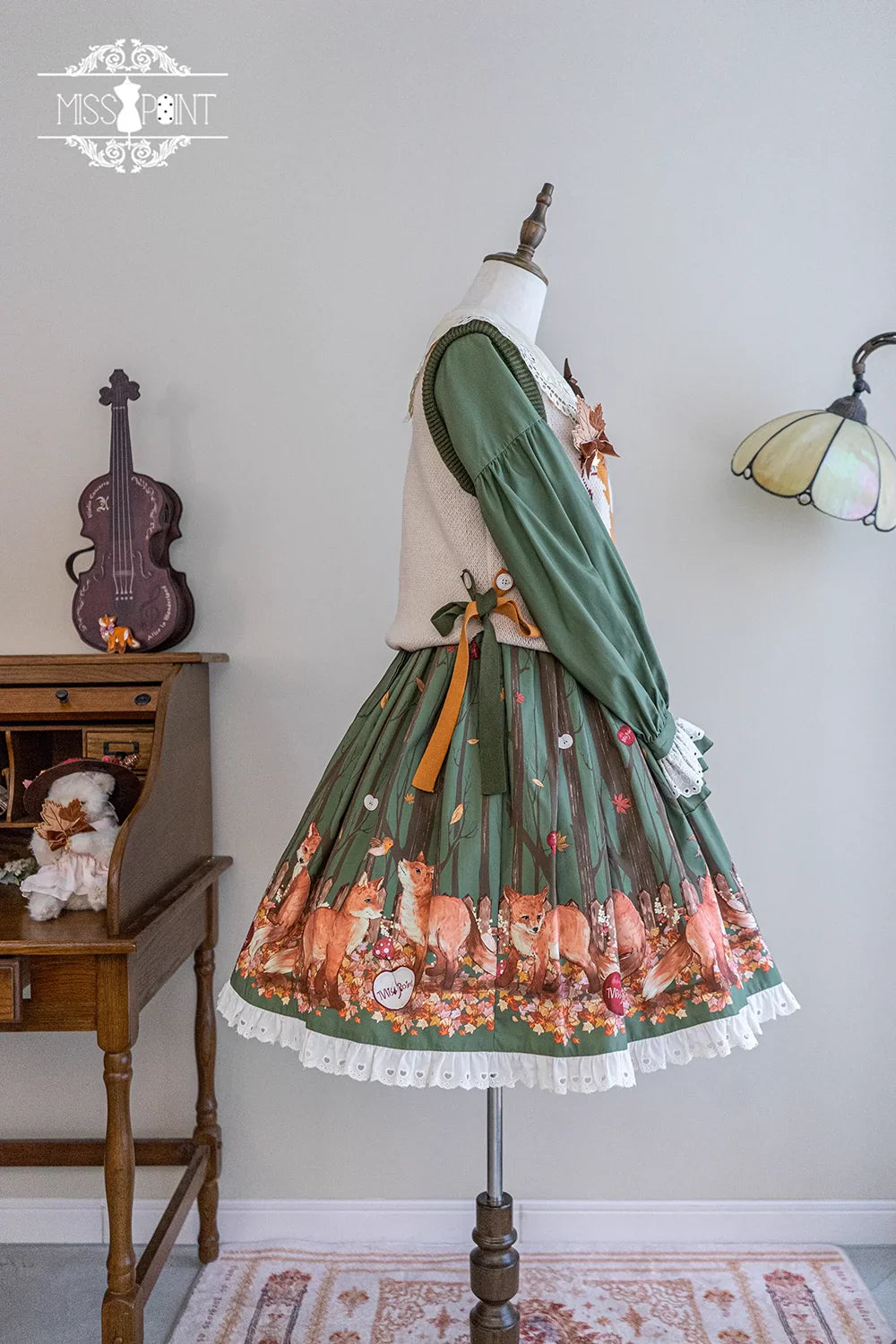 Miss Point - Chubby Fox in the Forest - Kawaii Lolita Vest Customized Lolita Sweater