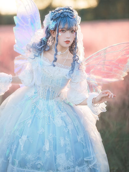 FantasyMirror - Exquisite Butterfly JSK Floral Wedding Lolita JSK Dress