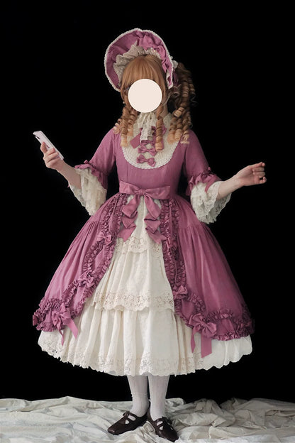 Miss Point - Lilyka Garden - Classic Lolita OP Dress Set Elegant Floral Wall Princess Sleeve