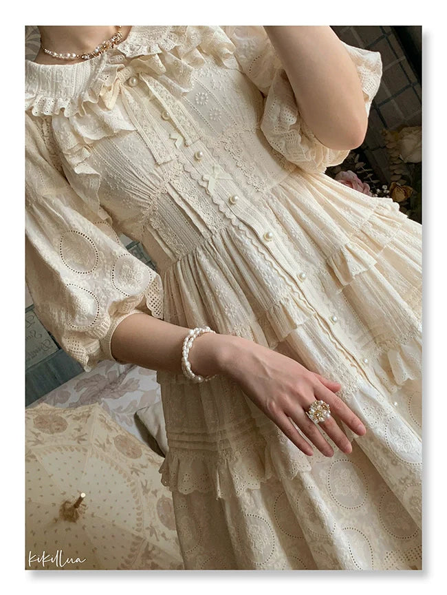 Forest Song - Daily Lolita Shirt Apricot Embroidered Blouse