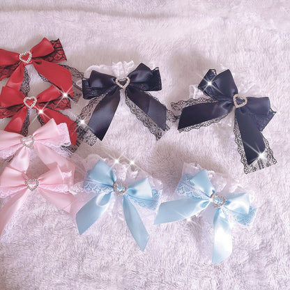 Rabbit Lolita - Sweet Lolita Lace Heart Bow Cuffs