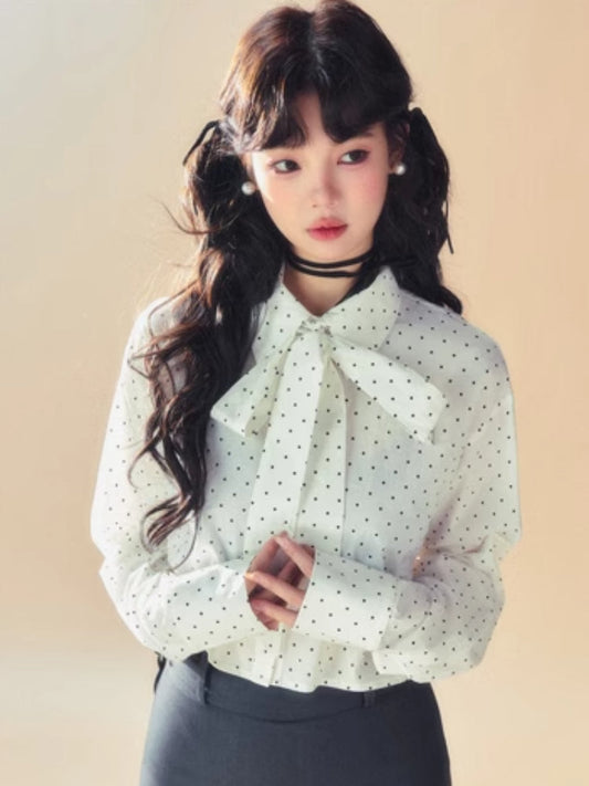 Bow tie long sleeve shirt【s0000007094】