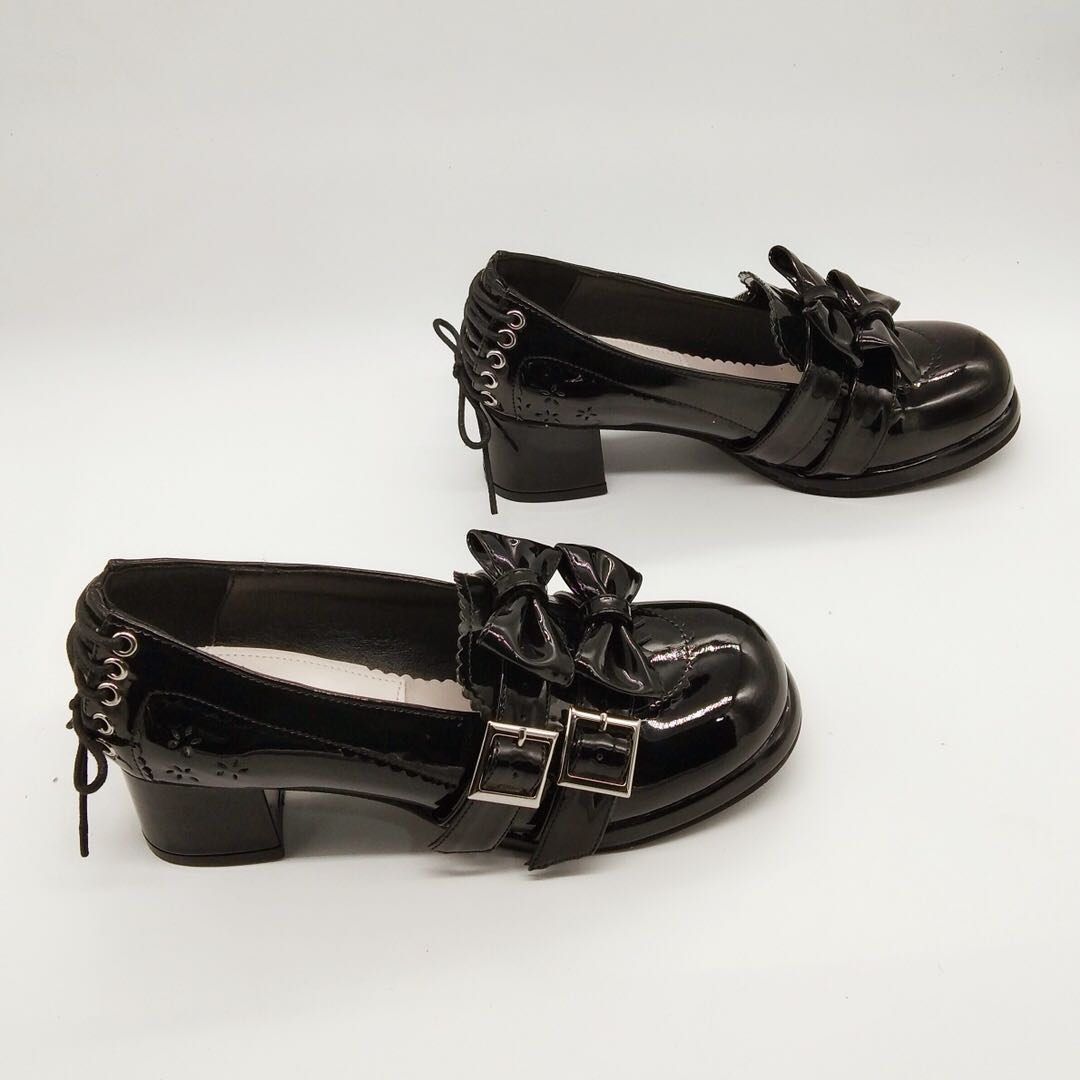 Antaina - Sweet Lolita Mary Jane Shoes Shiny Bow Shoes