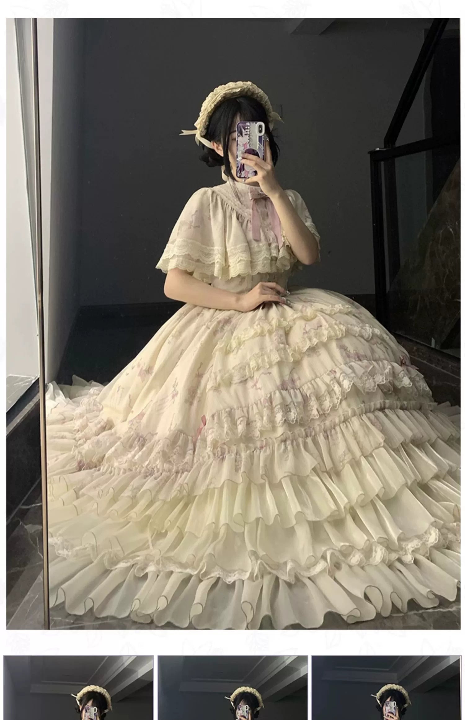 With PUJI - Nanke - Edwardian Collar Classic Lolita OP Dress Outfit