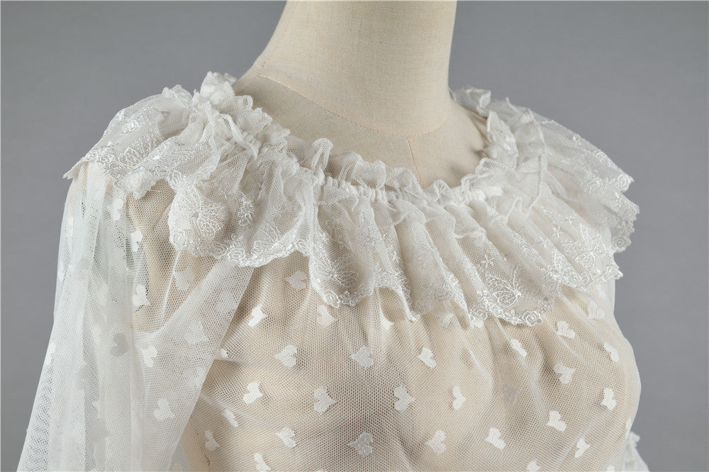 Niu Niu - Plus Size Lolita Shirt Lace Mesh Blouse