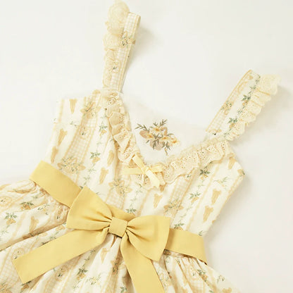 With PUJI - Letter and Poetry Sunflower Matters - Country Lolita JSK Embroidered Printed Lolita Dress