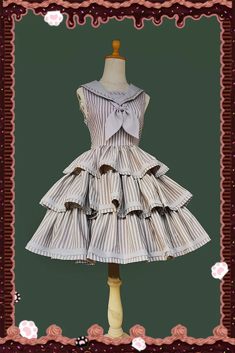 Infanta - From Afar - Vintage Striped Peppy-Style Lolita JSK & Cape