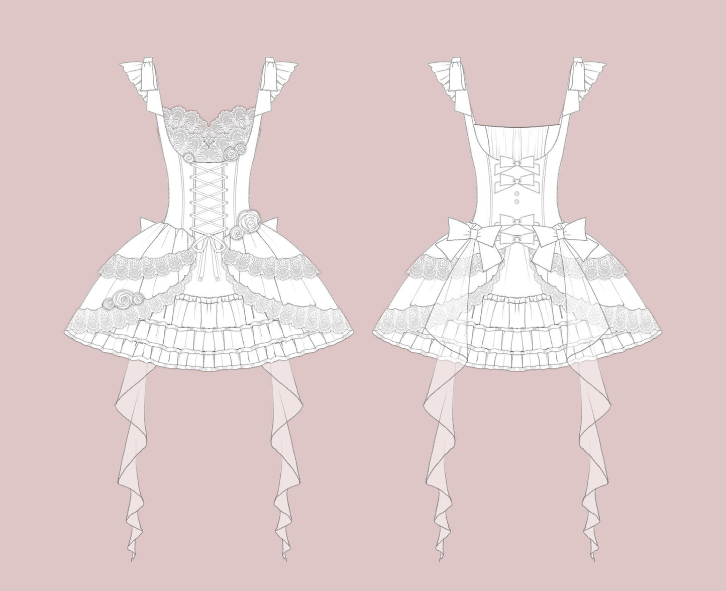 Your princess - Sweet Lolita White Princess Flounce Hemline OP