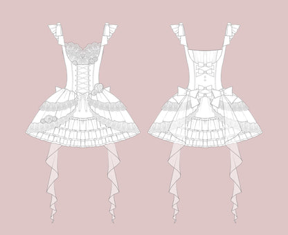 Your princess - Sweet Lolita White Princess Flounce Hemline OP