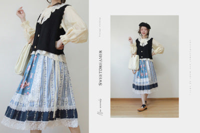 SweetDreamer - Nemo's Garden - Country Lolita Patchwork Skirt