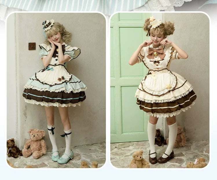 Sakurahime - Berry Bubble - Kawaii Lolita OP Tiered Ruffles Apron Lolita Dress