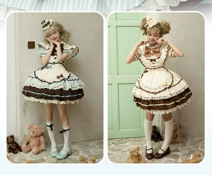 Sakurahime - Berry Bubble - Kawaii Lolita OP Tiered Ruffles Apron Lolita Dress