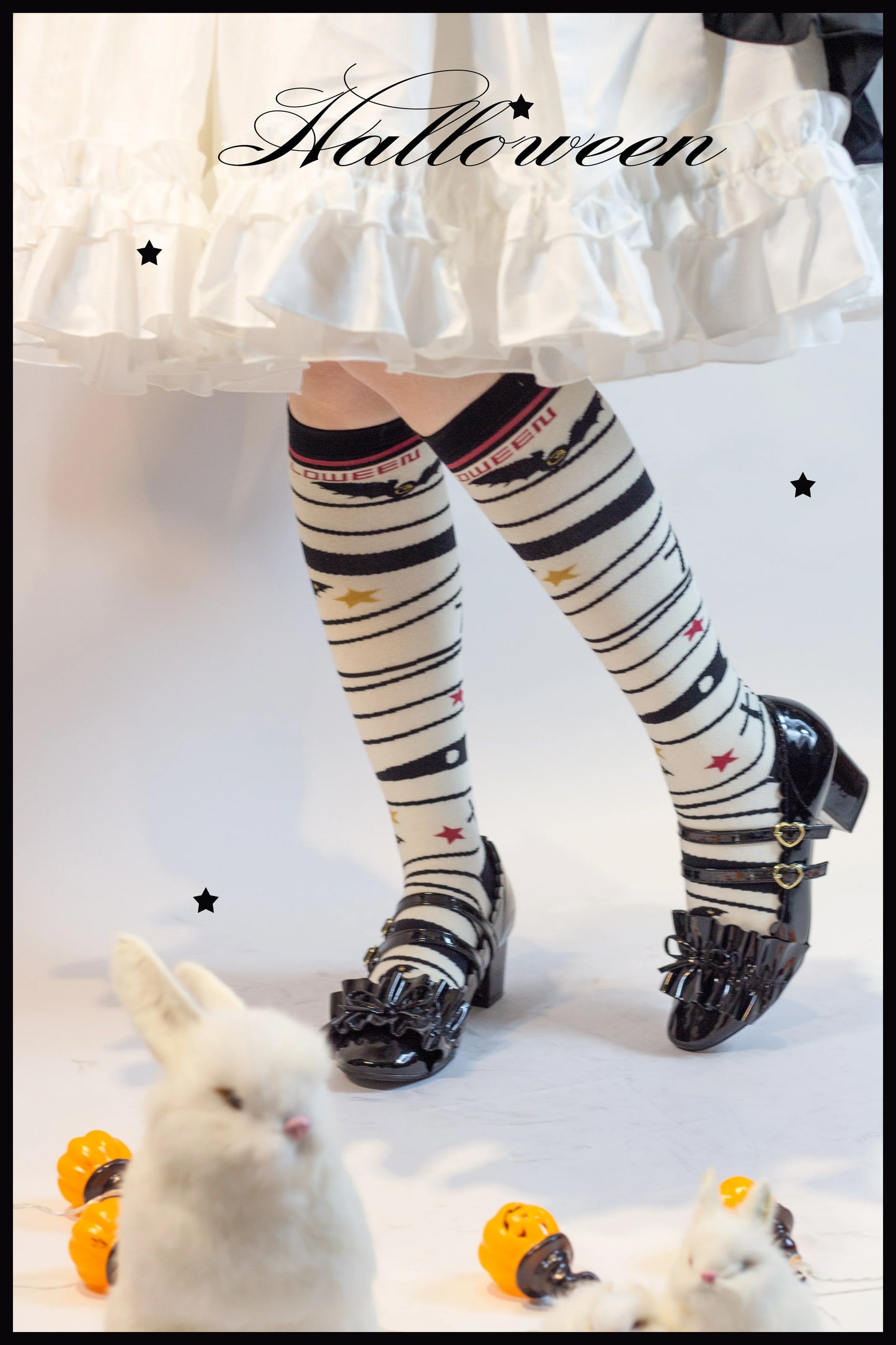 Yukines Box - Gothic Lolita Halloween Pumpkin Bat Socks