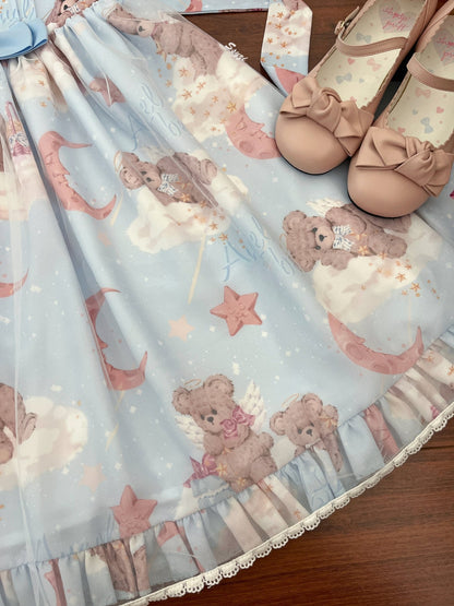 Polaris Lolita - Starry Wish Bear 2.0 - Kawaii Lolita OP Dress with Short Puffy Sleeves