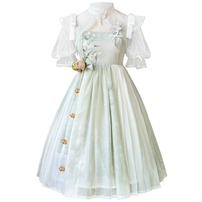 Cornfield Lolita - Wind Singing Lily - Qi Lolita Embroidered Dress Suit