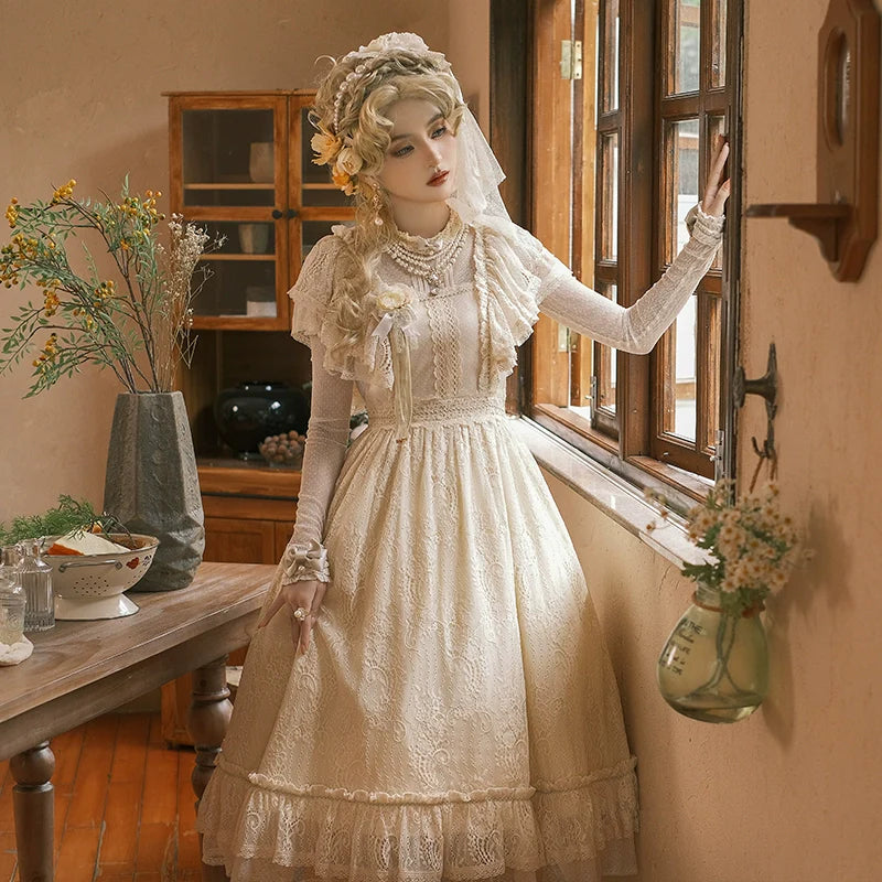 BittterSweet - Vintage Lolita OP Dress Old School Lace Long Dress