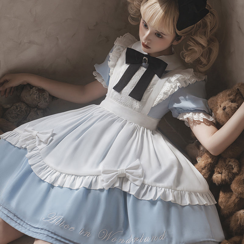 Letters from Unknown Star - Sweet Alice - Short Sleeves Maid Lolita OP