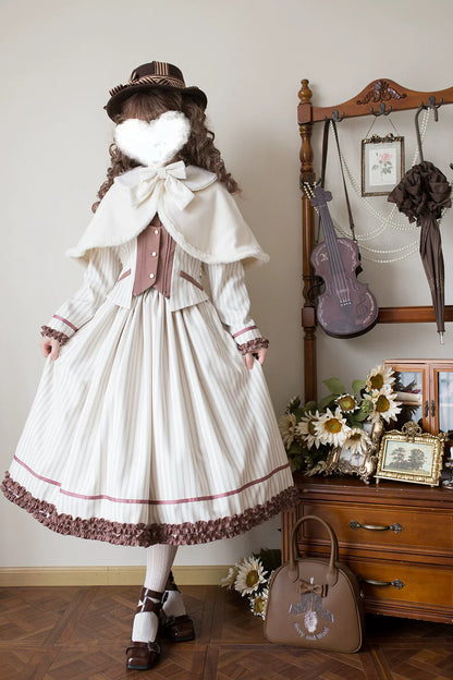 Miss Point - Classical Chocolate - Winter Classic Lolita Cape with Sweet Perter-pan Collar