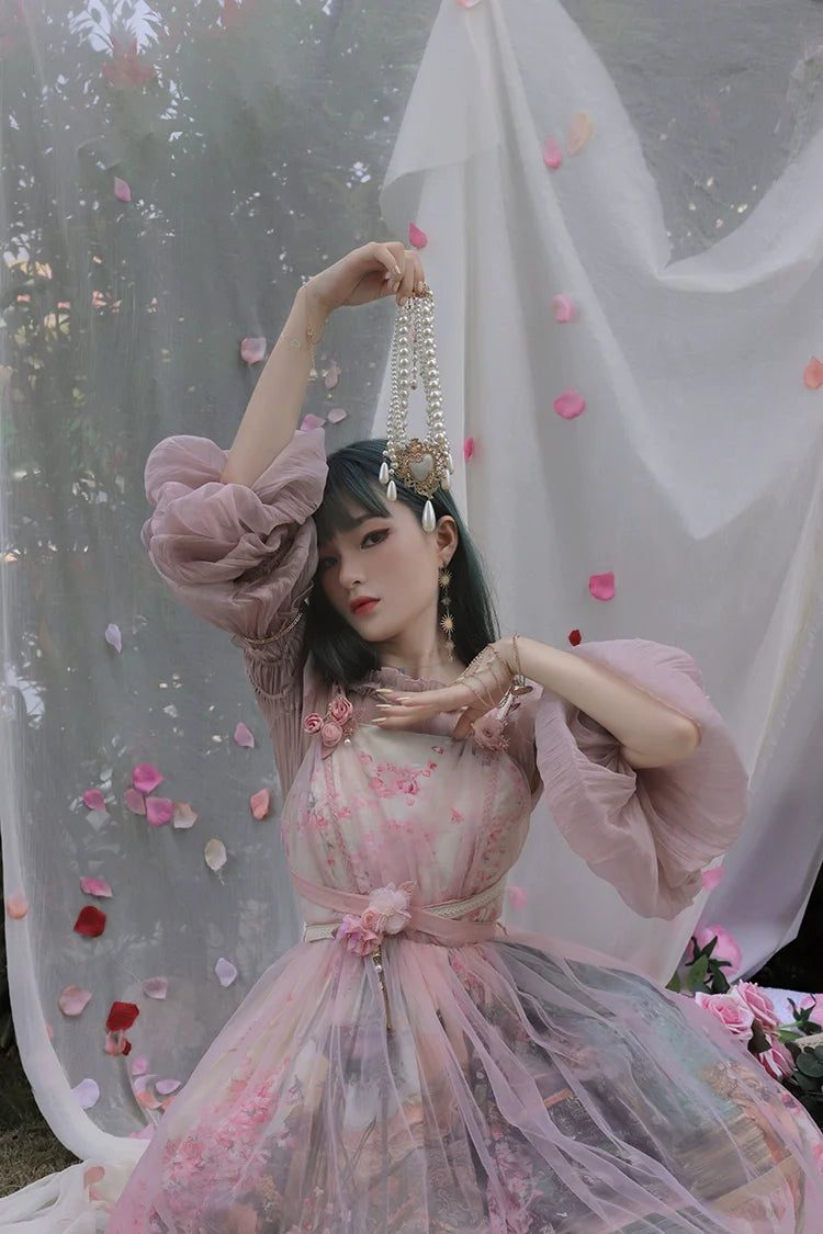 Balladeer - Classic Lolita Shirt Puff Sleeves Open Shoulder Blouse