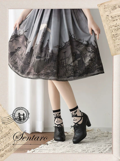 Sentaro - Retro Lolita Heel Shoes Handmade Perforated Strap Leather Shoes