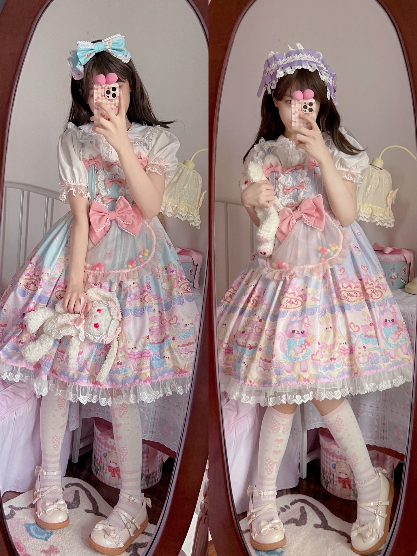 Sugar Girl - Kawaii Lolita Sweet JSK Dress, Cat Printed