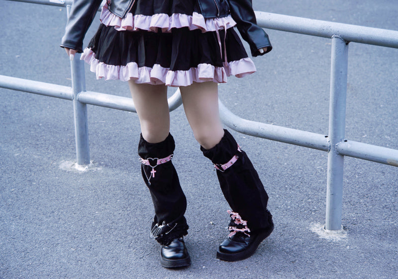 Strange Sugar - Gothic Suede Warm Leg Cover Black Pink