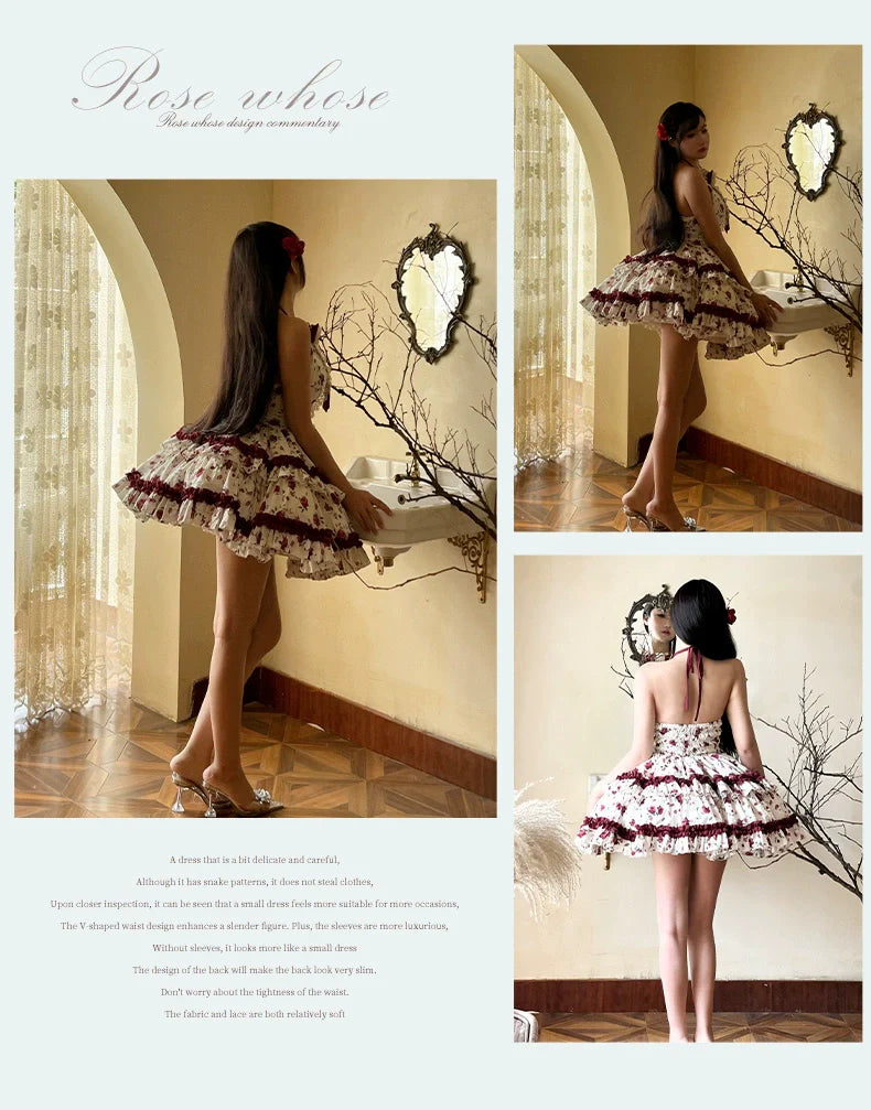 Diamond Honey Lolita - Heart Rose - Vintage Lolita Jumper Dress Retro Rose Lolita JSK