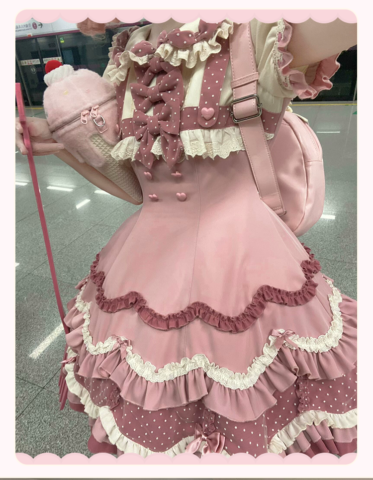 Sakurahime - Bunny Breeze - Pink Sweet Lolita OP Dress with Cute Hat and Bunny Ears