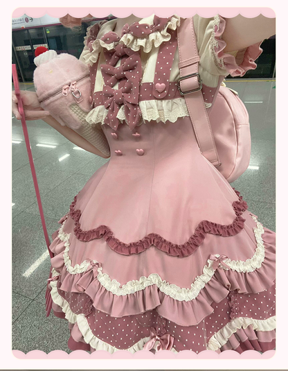 Sakurahime - Bunny Breeze - Pink Sweet Lolita OP Dress with Cute Hat and Bunny Ears