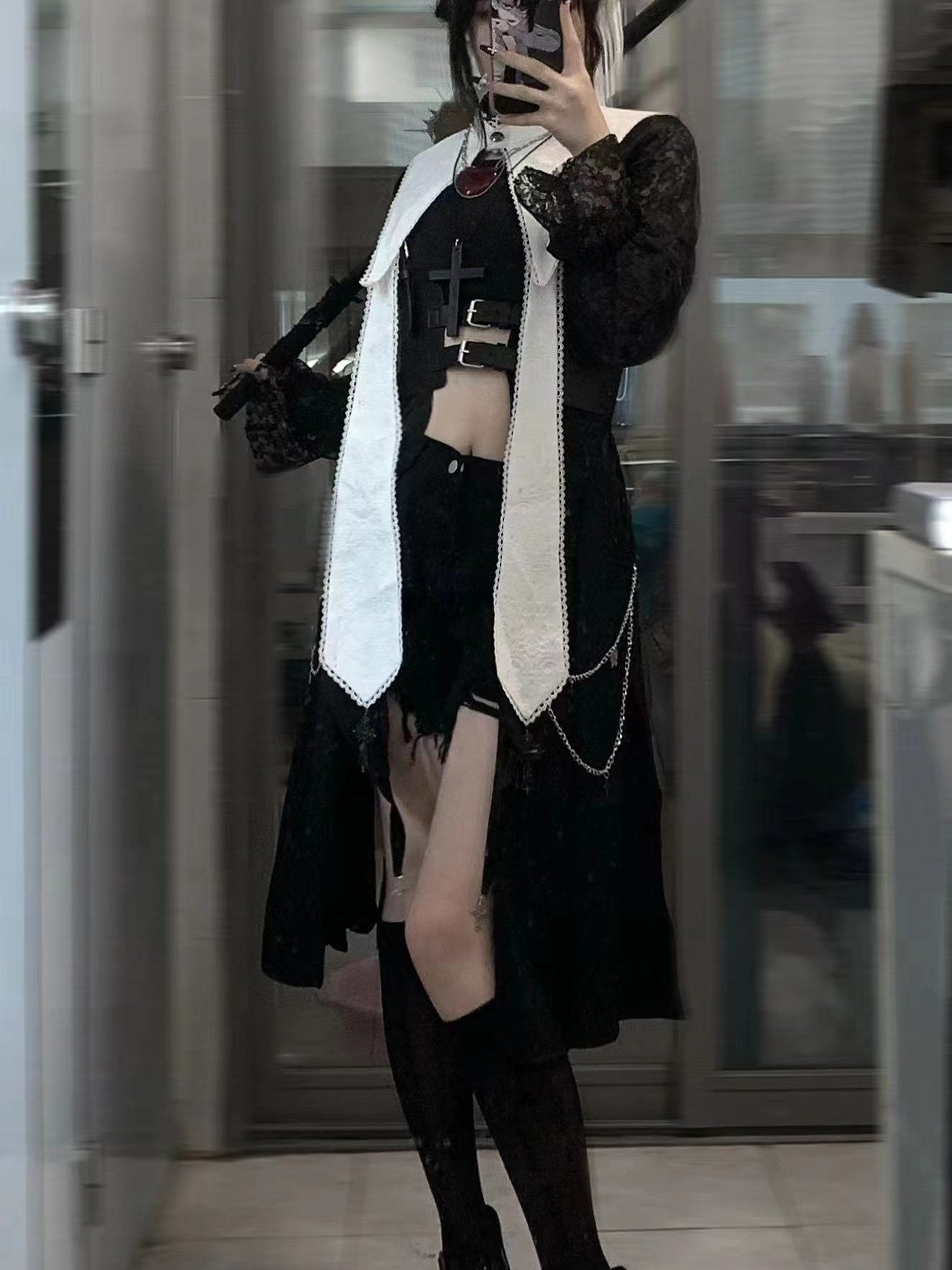 Your Highness - Nun Lolita Gothic OP Dress Full Set