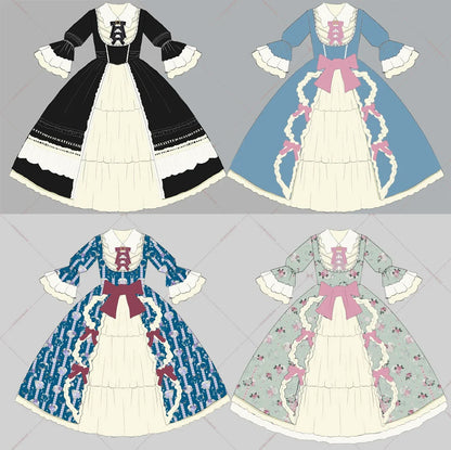 Miss Point - Lilyka Garden - Classic Lolita OP Dress Set Elegant Floral Wall Princess Sleeve