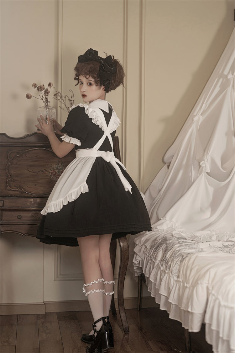 Letters from Unknown Star - Sweet Alice - Short Sleeves Maid Lolita OP