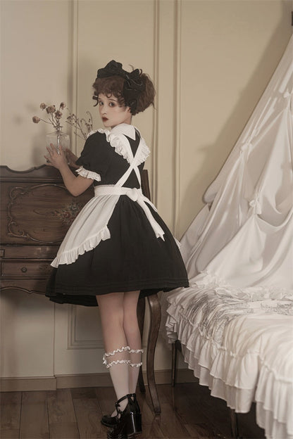 Letters from Unknown Star - Sweet Alice - Short Sleeves Maid Lolita OP