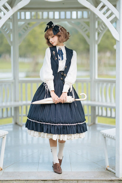 Miss Point - Rose Doll - Elegant Lolita Striped Fishbone Skirt