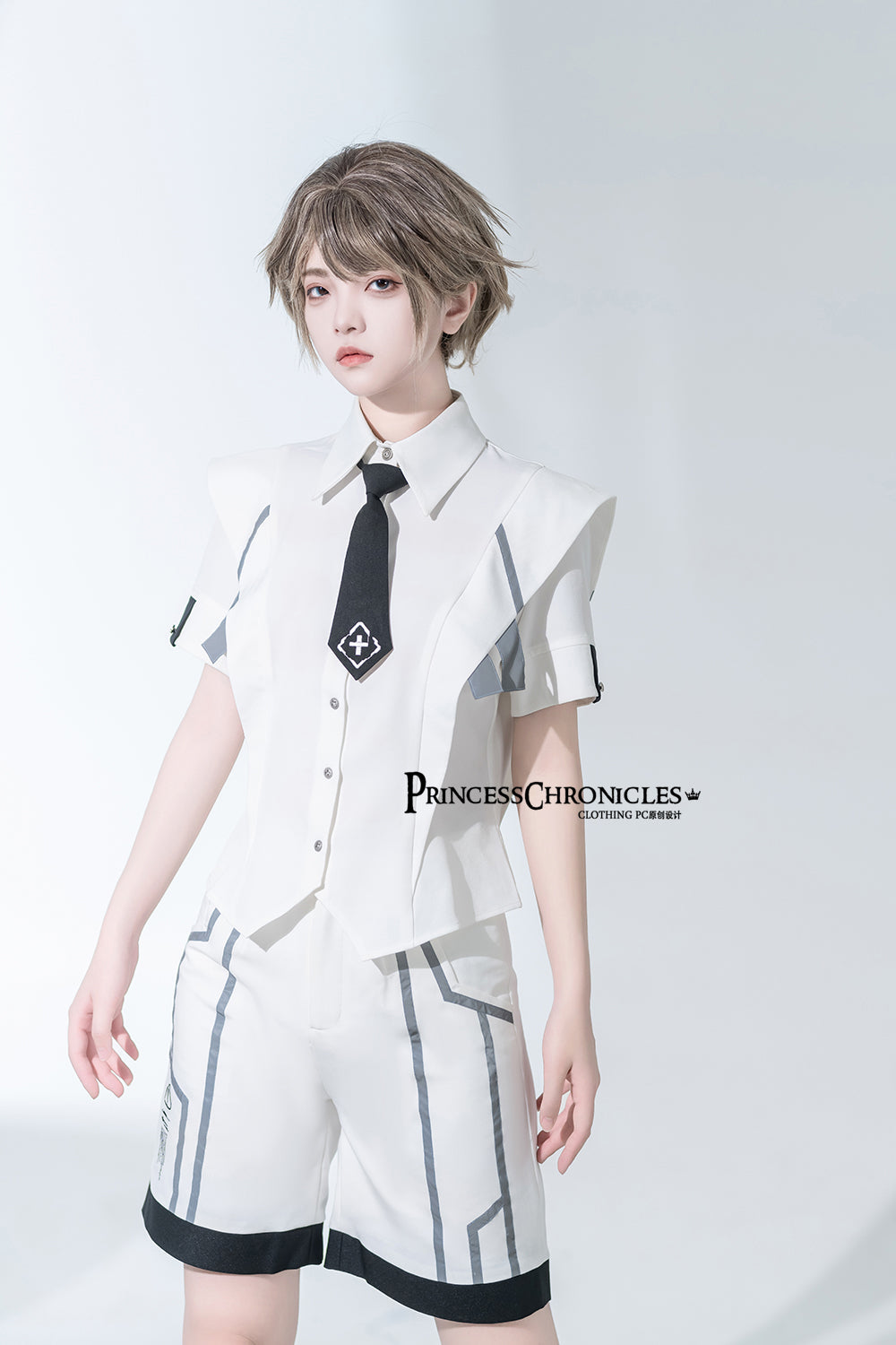 Princess Chronicles - Dry sea and Ashlar - Handsome Futuristic Style White Short Set