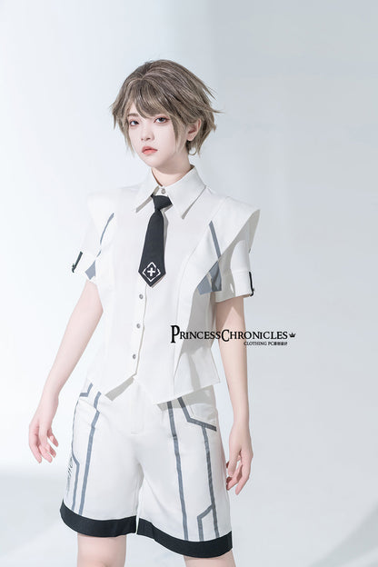 Princess Chronicles - Dry sea and Ashlar - Handsome Futuristic Style White Short Set